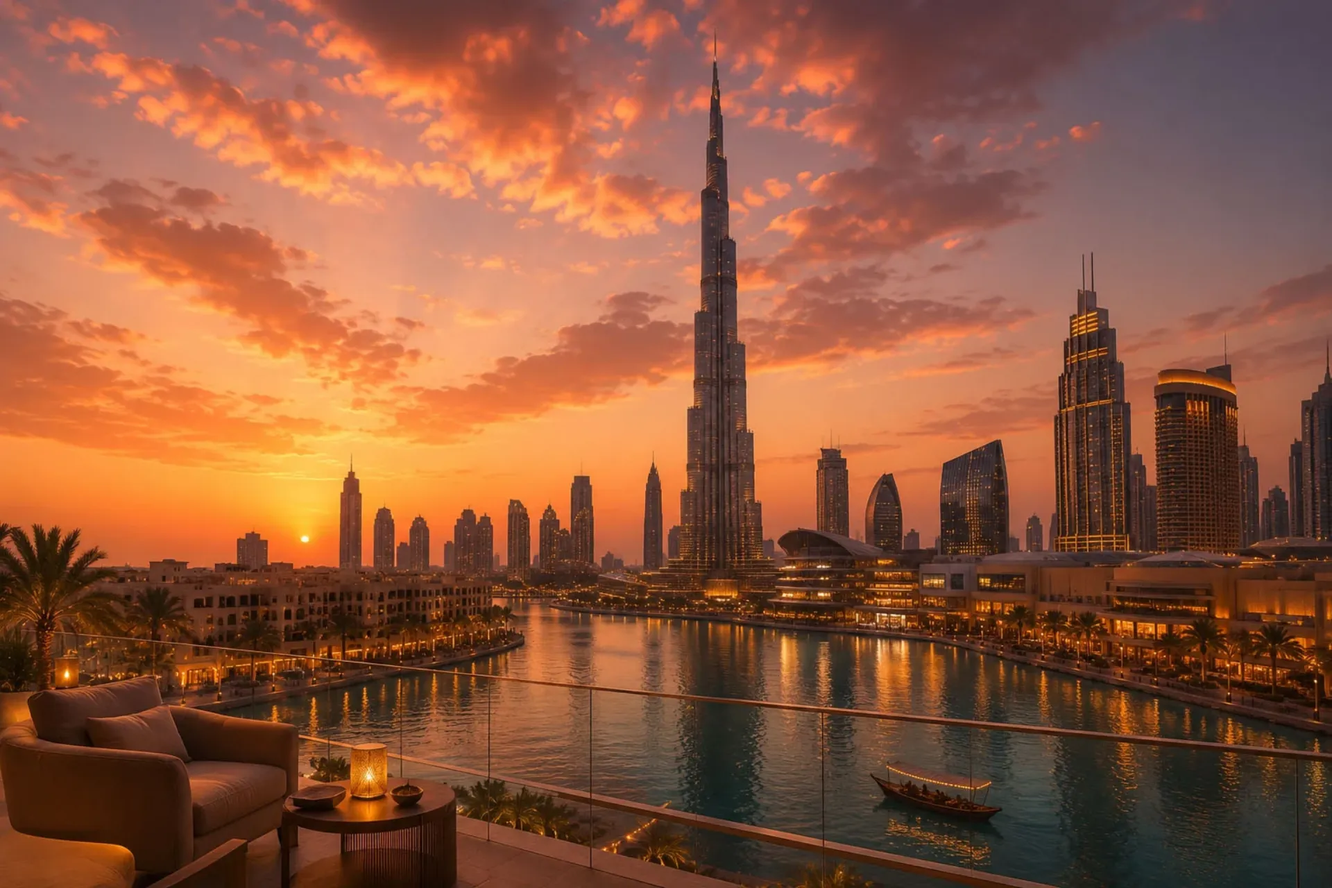Dubai skyline at sunrise